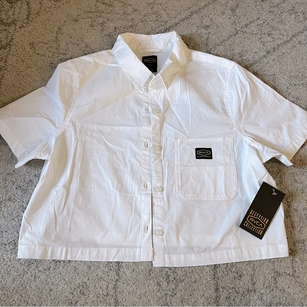 NWT RVCA Crop Button Shirt